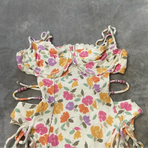 New! For Love & Lemons Bondi Pink Multi Floral One-Piece Swimsuit 24360 - Picture 4 of 8